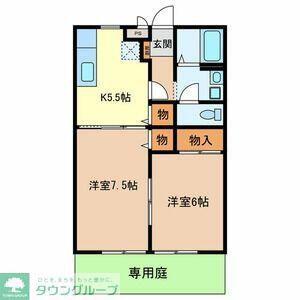 コンフォート岩槻A(2K/1階)の間取り写真