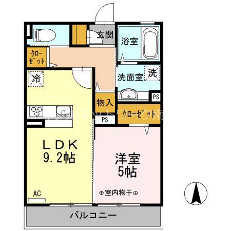 オリンピアパーク(1LDK/2階)の間取り写真