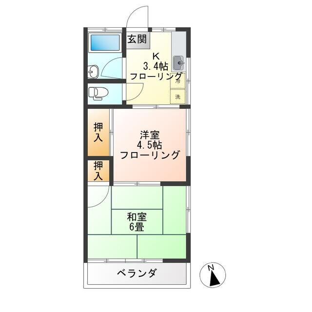 桜丘コーポ(2K/1階)の間取り写真