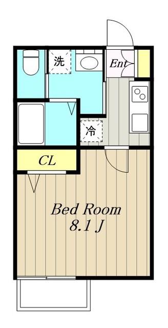ベイルーム本厚木旭町(1K/2階)の間取り写真