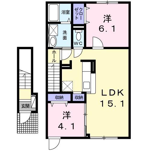 KOMAKUSA(2LDK/2階)の間取り写真