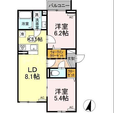 グラナーデ篠崎町(2LDK/1階)の間取り写真