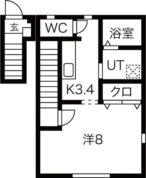 サンブライト上野町(1K/2階)の間取り写真
