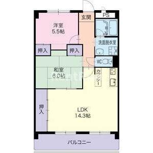 フェリース アイチ(2LDK/2階)の間取り写真