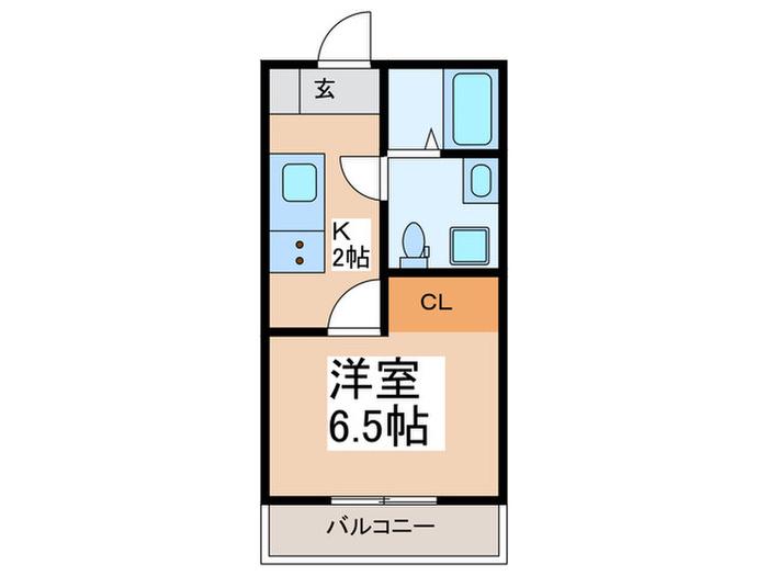 クレストコート東林間(1K/1階)の間取り写真