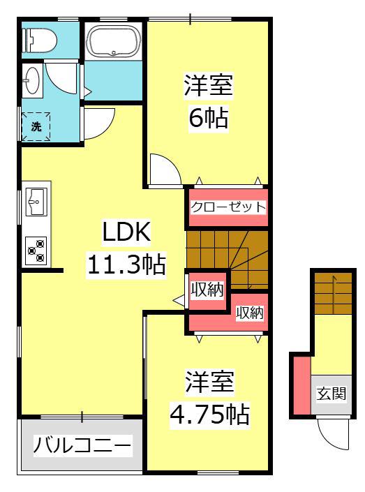 レクエルド(2LDK/2階)の間取り写真