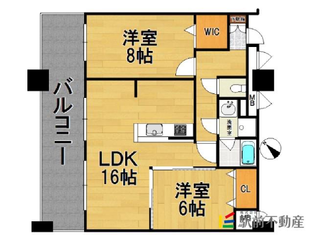 KDXレジデンス大濠ハーバービュータワー(2LDK/3階)の間取り写真