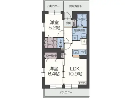 フランシエロ(2LDK/5階)の間取り写真