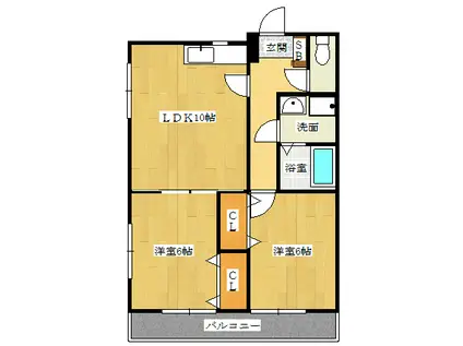 ヴェルドミール麻生田I棟301号(2LDK/3階)の間取り写真