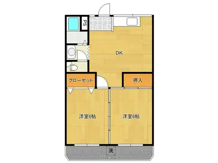 三の丸ブルーハイム(2DK/2階)の間取り写真