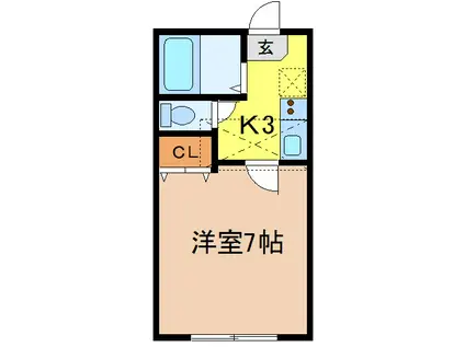 ホワイトキャッスル沖野II(1K/1階)の間取り写真