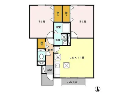 セジュールFK(2LDK/1階)の間取り写真