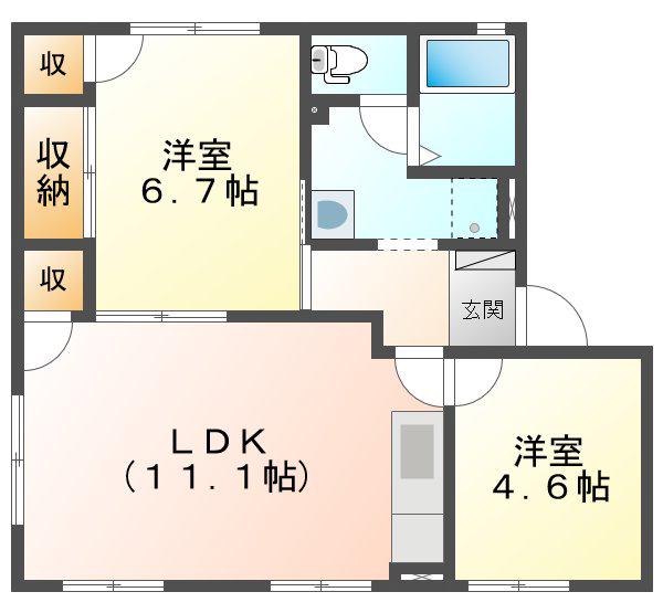 ウィンディーSUZUKA A(2LDK/1階)の間取り写真