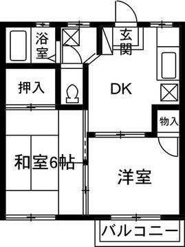 ブランピエル(2DK/1階)の間取り写真