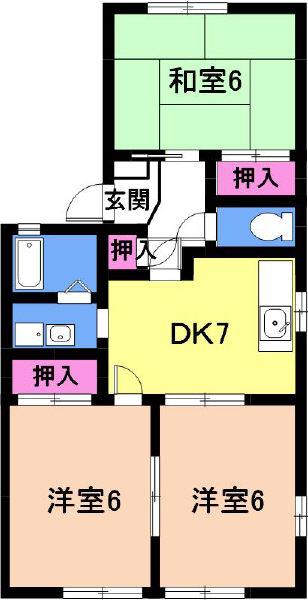ジョヴィアル(3DK/1階)の間取り写真