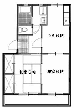 スカイハイツフジ(2DK/1階)の間取り写真