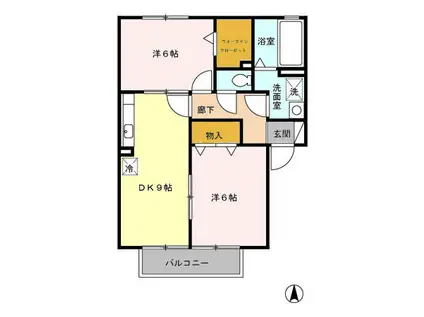 フェスティル雅(2DK/2階)の間取り写真