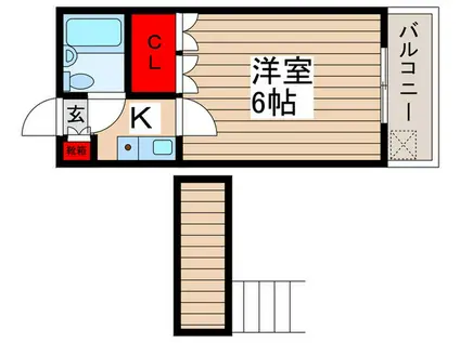 陽光台 松戸(1K/2階)の間取り写真