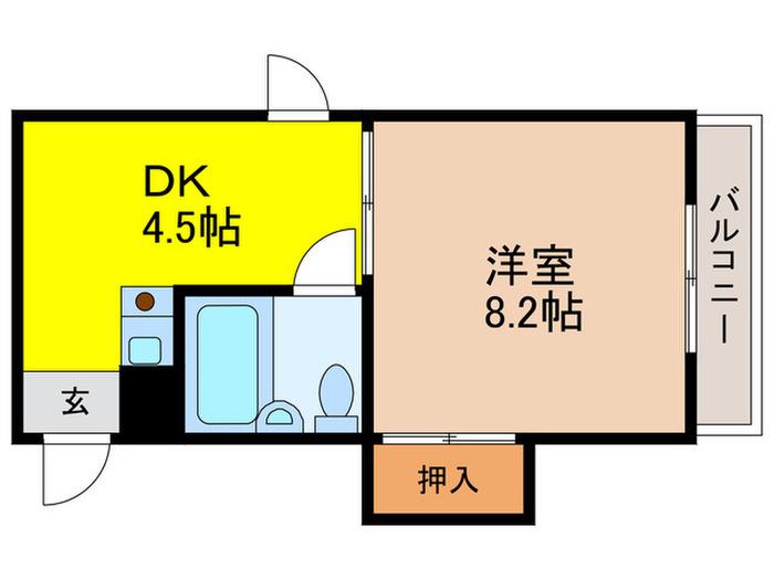 エフィーネ西田辺(1DK/3階)の間取り写真