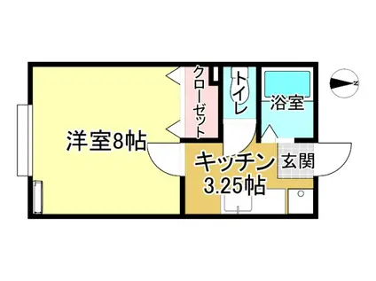 プランドールI(1K/2階)の間取り写真