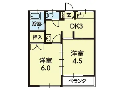 SG 八景水谷(2DK/2階)の間取り写真