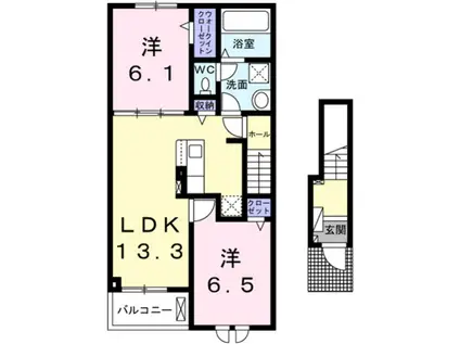 ナイス ハッシー II(2LDK/2階)の間取り写真