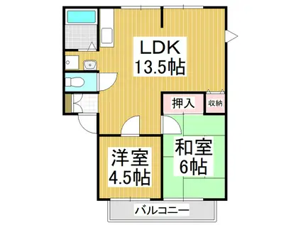 サンライフハヤシC(2LDK/2階)の間取り写真
