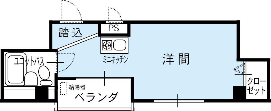阿倍野筋ハイツ(ワンルーム/2階)の間取り写真