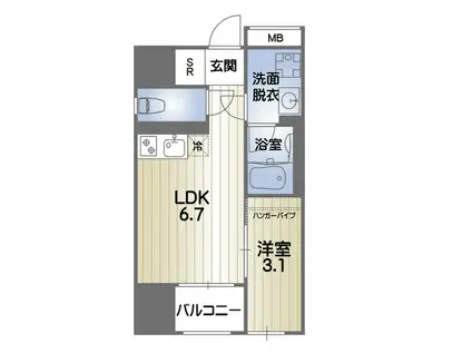 RISE KUMAMOTO EXE(1K/2階)の間取り写真