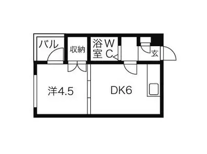 パークサイドクリスタル(1DK/1階)の間取り写真