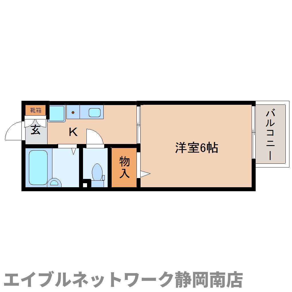 ＪＲ東海道本線 静岡駅 徒歩10分 2階建 築38年(1K/2階)の間取り写真