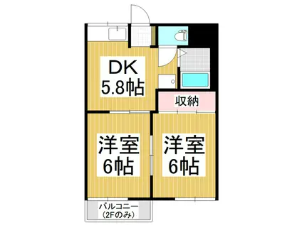 メゾンエクシード(2DK/2階)の間取り写真
