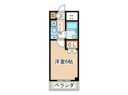湘南サイトビル(1K/4階)の間取り写真