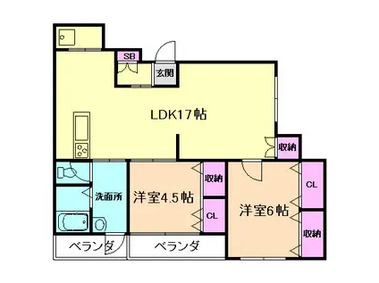 五月山パークヴィラ(2LDK/4階)の間取り写真