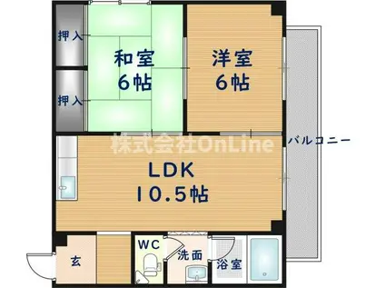 森田ツインコーポA棟(2LDK/2階)の間取り写真
