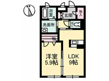 徳島県徳島市 3階建 築12年(1LDK/1階)の間取り写真