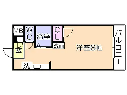 江崎ガーデンビル(ワンルーム/4階)の間取り写真