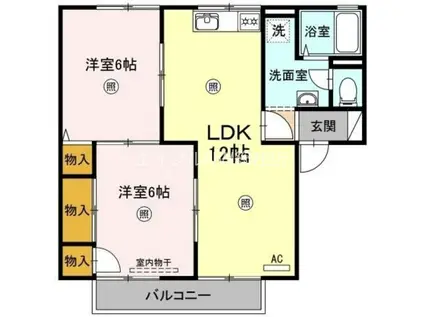 ウエストアベニュー A棟(2LDK/2階)の間取り写真