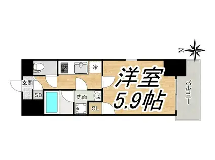PRIMAVERA MINAMIMORIMACHI プリマヴェーラ南(1K/11階)の間取り写真