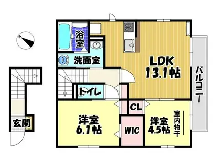 D-ROOM K・M金剛(1LDK/2階)の間取り写真
