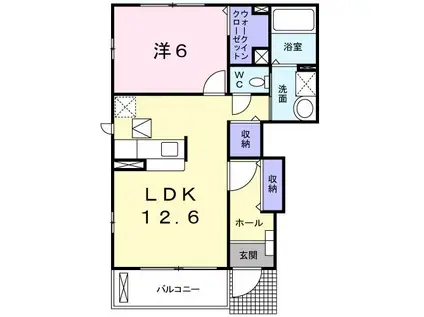 グランディール(1LDK/1階)の間取り写真