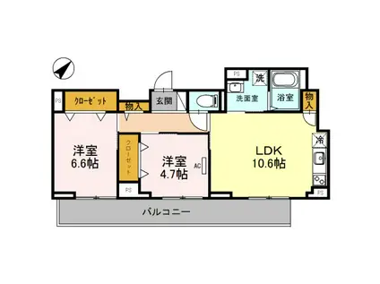 ナッツテラス神戸(2LDK/4階)の間取り写真