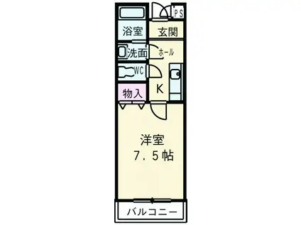 フジパレス下池田パセオ(1K/1階)の間取り写真