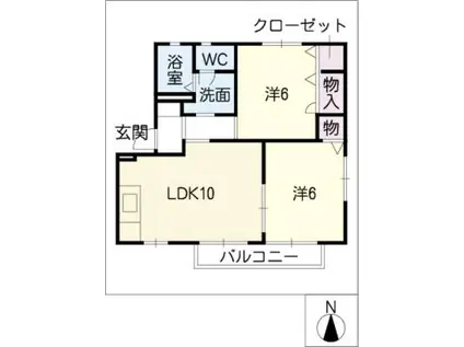 スクエアヴィレッジD(2LDK/2階)の間取り写真
