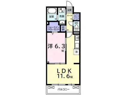 リバーサイドII(1LDK/2階)の間取り写真