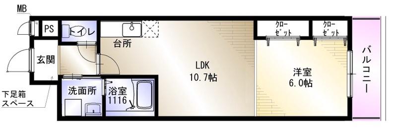 ハルミール忍ケ丘(1LDK/1階)の間取り写真