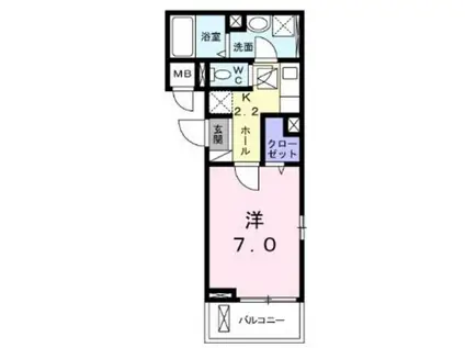 ケイズ サリエンテ(1K/1階)の間取り写真