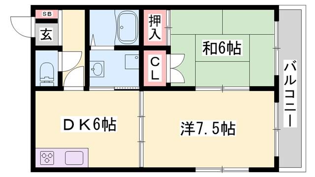 エルヴィエント花北(2DK/3階)の間取り写真