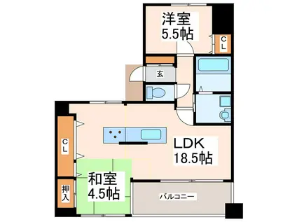 シティライフ練兵町(2LDK/9階)の間取り写真