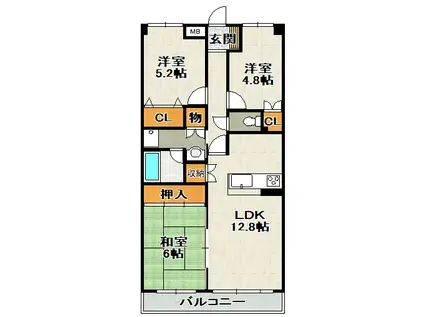 リバティパレス(3LDK/2階)の間取り写真